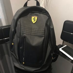 Ferrari Scuderia Black Polyurethane Backpack
